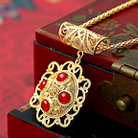 花絲鑲嵌紅瑪瑙吊墜